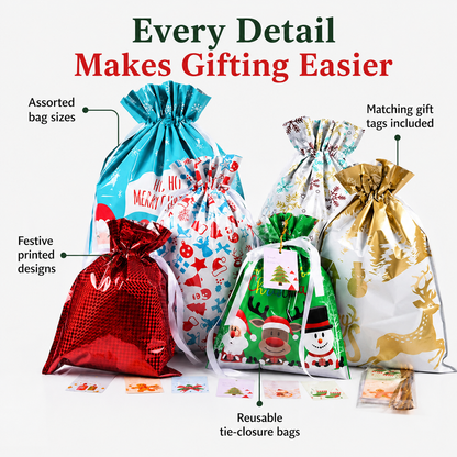 HolidayEase™ 50-Piece Gift & Tag Wrap Set