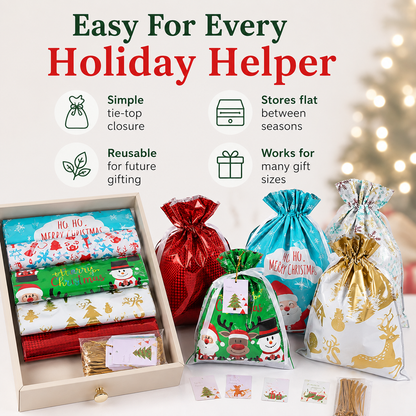 HolidayEase™ 50-Piece Gift & Tag Wrap Set